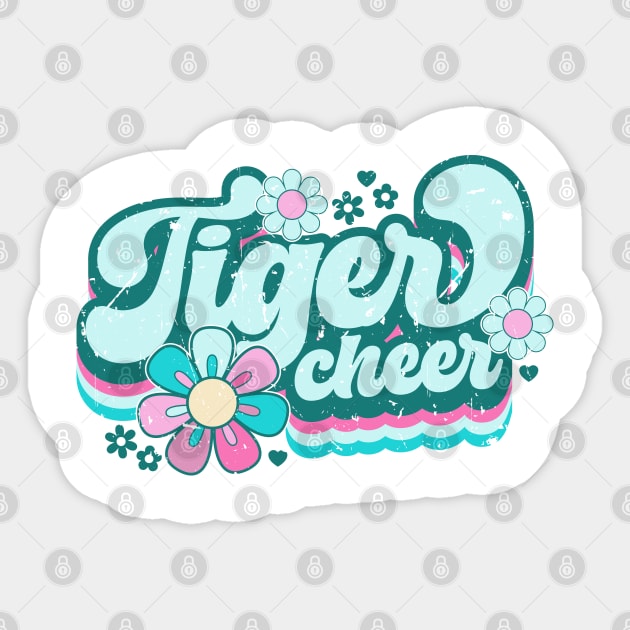 Tiger cheer - retro tiger cheer - floral tiger cheer Sticker by Zedeldesign